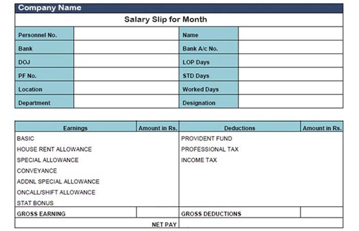 salary slip format in word